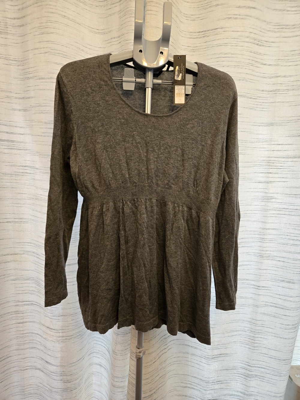 NWT Daisy Fuentes Gray Empire‎ Waist Sweater Tunic 1X